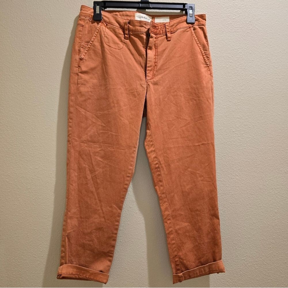 Anthropologie Maeve Chino Crop Fall Orange Pants Slim Sz 27 NWT